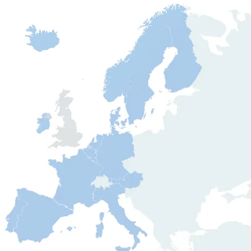 Map of Europe highlighting Catara Capital's 15 passported jurisdictions including Portugal, Spain, France, Germany, Ireland, Iceland and more